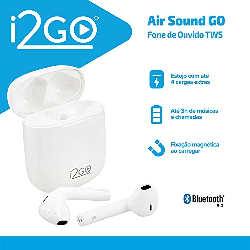 Fone de Ouvido Bluetooth sem fio TWS Air Sound Go 2 i2GO com Estojo de Carregamento - i2GO Pro Plus,