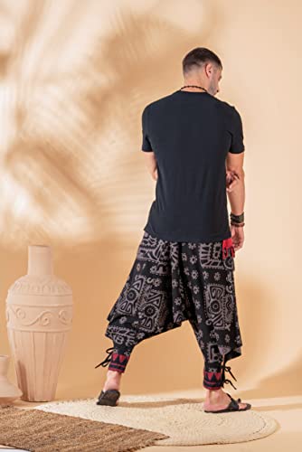 Image of The Veshti Company Hipie Harem Pants for Men Cotton Low Crotch Printed Baggy Bohemian Yoga Pajama Pant (Regular Fit)