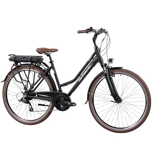 F.lli Schiano E-Ride, Bicicleta Electrica de Trekking, 28', Batería 36V 14.5Ah Extraíble, Motor 250W 40Nm, Bici Electrica Urbana, Unisex Adulto, Negro