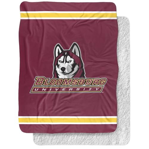 Bloomsburg University Blanket, 60"x80" Primary Logo, Silky Touch Sherpa Back Super Soft Throw Blanket