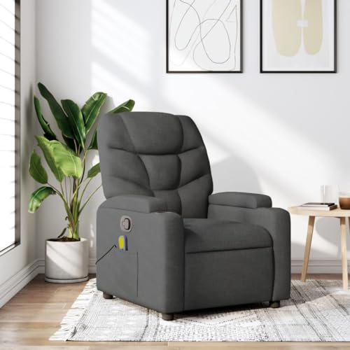 Mokuyary Silla reclinable de masaje silla de relajación de tela gris oscuro, silla para relajarse, sala de estar, hogar, oficina, dormitorio -S