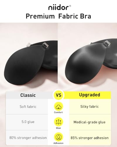 Image of Niidor Adhesive Bra Strapless Ultra Sticky Invisible Push up Silicone Bra Multiple Colors Sizes Reusable for Backless Dress