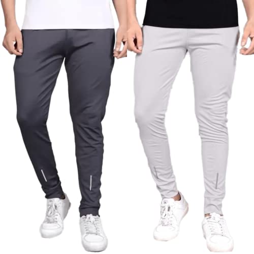 Men's Regular Fit Track Pants Combo for 2 Pic (S, Dark Grey/Army Green
