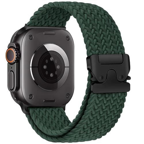 Braided Straps for Apple Watch Bands for Men/Women 49mm 46mm 44mm 45mm 42mm 40mm 41mm 38mm,Parachute Buckle Stretchy Elastic Nylon Sport Strap Wristband iWatch Series 11 10 9 8 7 6 5 4 3 SE/Ultra 3