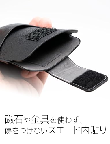 ZUKOU スマホポーチ レザー(革)調 スマホケース 軽量 ポーチ 薄型 ベルトポーチ iPhone16 / iPhone 16 Pro ケース 黒 ブラック 【標準サイズのスマホ用】