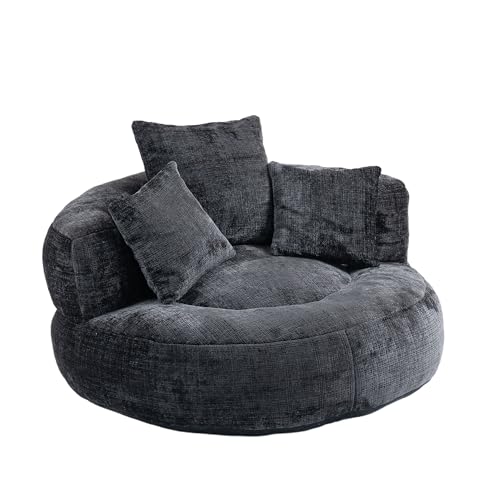 STLVUEO Bean Bag Chairs for Adults, Pillows, Black
