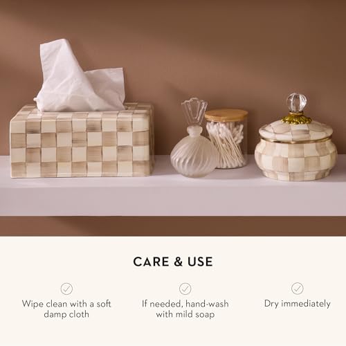 Image of MACKENZIE-CHILDS Enamel Tissue-Box Cover, Brown-and-White Mocha Check