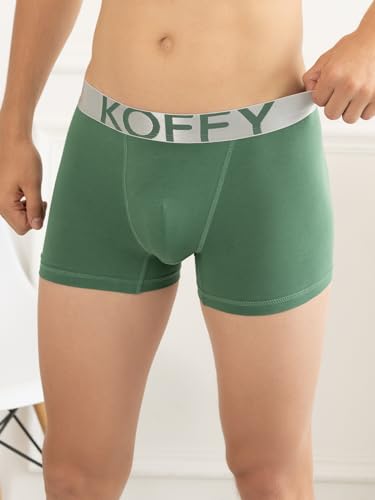 Image of KOFFY Men's Malleable Cotton Lycra Long Trunk with Minus Cutting Pouch and Moisture Wicking Properties