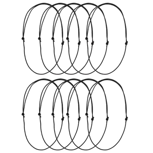 Yazhuq Set di 10 cordini in pelle regolabili per collane e collane nere per gioielli fai da te