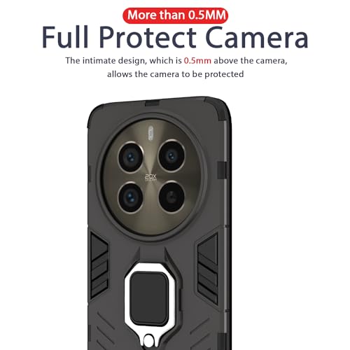 Image of Pikkme Realme 12 Pro 5G / Realme 12 Pro Plus 5G Back Cover | D5 Tough Armor Bumper | 360 Protection Case | Ring Holder Stand Case (Black)