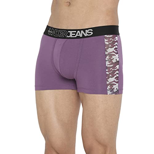 Underjeans Men Cotton Blend Purple Trunk Regular Fit Printed (Pack of 1) (UJNPTS022_Dull M)
