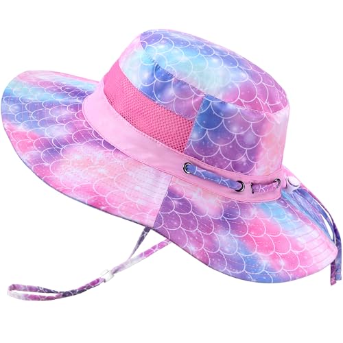 HONGTEYA Kids Sun Hat Toddler Summer UV Protection Adjustable Kids Beach Hat with Breathable Mesh for Girls 2-8 Years