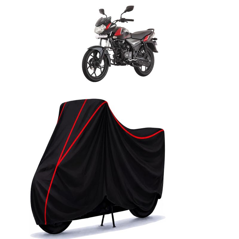 Image of Bajaj Discover 125 Water Resistant Bike Cover for All Motorcycles & Rain | Heavy Duty Taffeta Fabric | UV Protection, Dustproof, Scratchproof | All Weather Two Wheeler Body Cover with Elastic Bottom