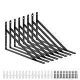 ICOOL 8 Pack Heavy Duty Shelf Bracket, 16 Inch x 10 Inch DIY Wall Floating L Shelf Brackets for Home