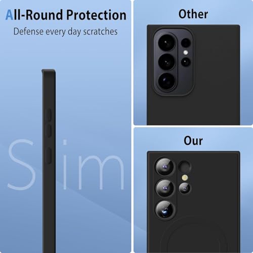 Image of mobistyle Designed for Samsung Galaxy S26 Ultra 6.9-Inch, Compatible with Mag-Safe, Silky Soft Touch Silicone| Shock Absorbing Phone Back Cover case with Camera Lens Protection (Black)