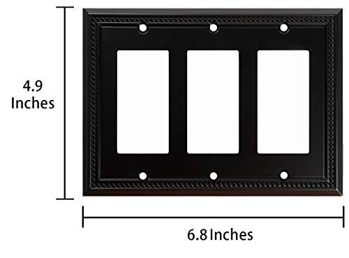 Image of Henne Bery Sunken Pearls Heavy Duty Decorative Wall Plate Switch Plate Outlet Cover (Triple Decorator, Matte Black)