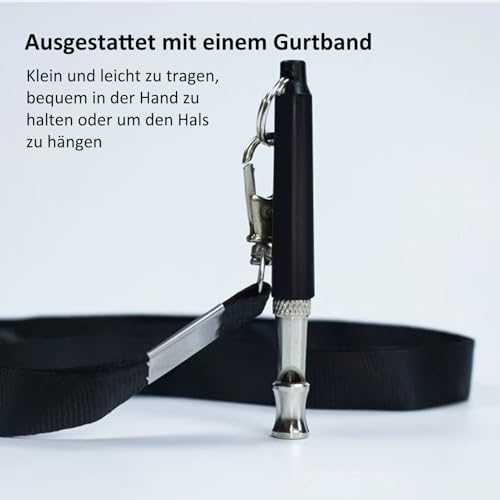 Diffaxy Hundepfeife, Ultraschall-Hundepfeife Hochfrequenz Lautlos, Verstellbare Frequenz Hunde -Trainingspfeife, Passend für die Meisten Rassen – Schwarz
