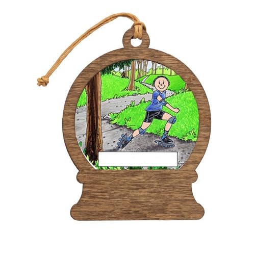 PrintedPerfection.com Personalized Rollerblading - Male Wooden Snow Globe Shaped Christmas Ornament