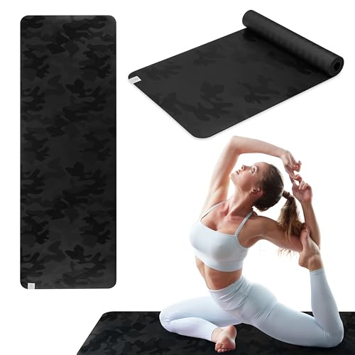 Image of Gaiam Dry-Grip Yoga Mat - 5mm Thick Non-Slip Exercise & Fitness Mat for Standard or Hot Yoga, Pilates and Floor Workouts - Cushioned Support, Non-Slip Coat - 68 x 24 Inches
