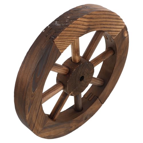 Rueda de carro de madera marrón de fácil montaje y estética vintage rústica marca Anneome