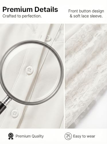 Elegant Jumpsuit for Women Dressy Sexy Lace Puff Sleeve Wide Leg Pant Suit One Piece Formal Outfits White S