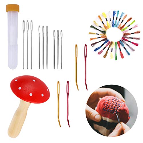 JUSTDOLIFE JUSTDOLIFE Kit de suministros para darning Creative Wood Darning Mushroom Darning Needle Sewing Hloss