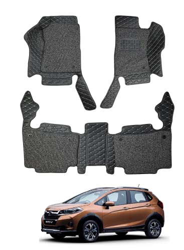 Image of Auto Hub Premium 7D car mat WR-V, Luxury Double-Stich 7d Car Floor Mat Complete Set, 100% Waterproof and Washable, Color : Black