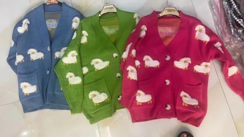 GK-O Ladies Girl Cute Sheep Sweater Coat Cardigan Knitted Tops Kawaii Preppy Cartoon Casual4