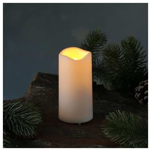 MARELIDA LED Mini Kerze Grabkerze Outdoorkerze H: 10cm D: 5cm mit Timer und Sensor bis 750h weiß für Innen/Außen