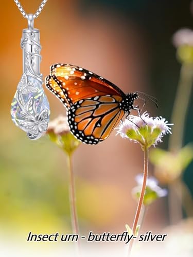 JKR Butterfly/Dragonfly/Ladybug/Bee/Hummingbird Urn Necklace for Ashes for Women Sterling Silver Teardrop Cremation Jewelry Memorial with Funnel Filler3