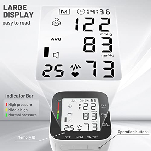 Blood Pressure Monitor Automatic Large LCD Display Adjustable Wrist Cuff Dual 99 Reading Memory Digital Portable Machine for Home Use with Carrying Case - Image 4