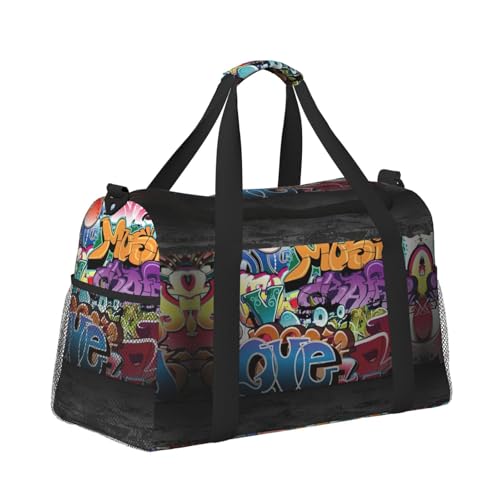 Graffiti Hip Hop Print Everyday Use Travel Duffle Bag Large Capacity Travel Bag Stylish Functional Bag3