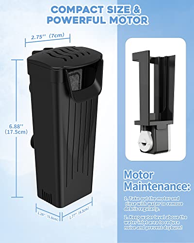 Image of Moonorange Aquarium Filter(3.5W), Fish Tank Filter, Turtle Tank Filter, Low-Water Filter for Small Fish Tank, Reptile Tank Up to 15Gallon, with 2 Cartridges(Black)