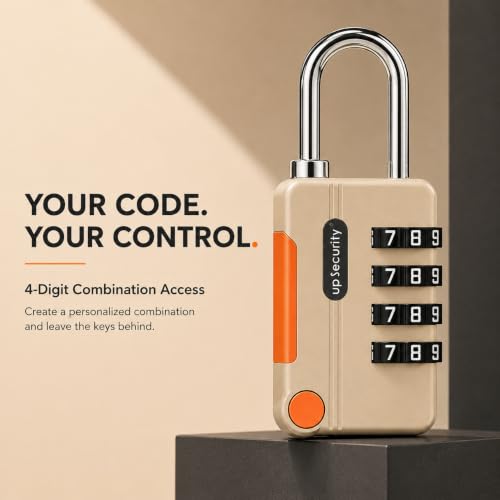 Image of Karomouj 4-Digit Combination Padlock | Metal Keyless Locker Lock for Gym, School, Dorm, Luggage, Cabinet, Bag & Key Storage | Gray | Pack of 1