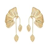 FANZE Pendientes colgantes de gota para mujer, accesorios de moda de candelabro de oro gruesos, aretes colgantes de hoja, regalos de joyería de fiesta de graduación, Sin piedra preciosa
