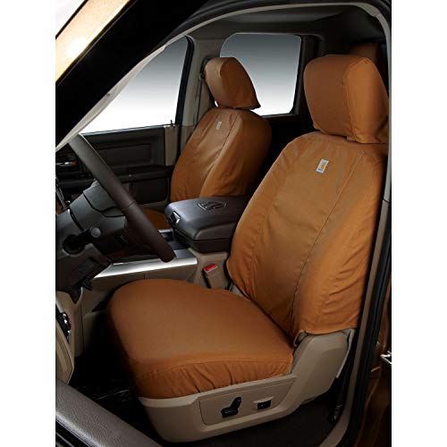 Covercraft Carhartt SeatSaver Custom Seat Covers | Fits 2006-2009 Dodge Ram 2500/3500 | 1st Row Bucket Seats, Duck Weave Brown by Covercraft - Image 4