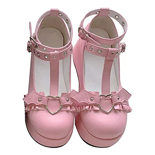 Cute Sweet Mary Jane Shoes Chunky Low Heel Lolita Wedges T-Straps Oxfords Gothic Punk Platform Round Toe Dress Shoes