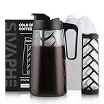 Sivaphe 64oz Cold Brew Coffee Maker with Reusable Mesh Filter, Lightweight Iced Coffee and Tea Maker with Flip Cap Lid and Spout,100% Leak-Proof,BPA Free Tritan,2L