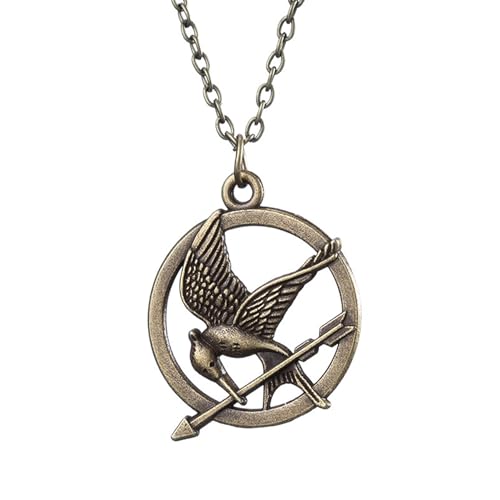 GAUEIOUR Collier oiseau moqueur, oiseau langue, rond creux tridimensionnel double face, polyvalent et tendance en alliage (bronze ancien)