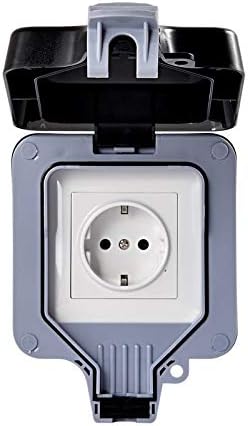 Jammas IP66 European Standard Power Outlet Waterproof and Bright Outdoors Cover Wall Socket 16A 250V - (Standard: EU Plug)