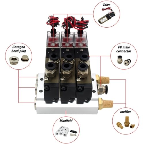Électrovanne 4V110-06 DC24V à 4 stations avec base aluminium et silencieux