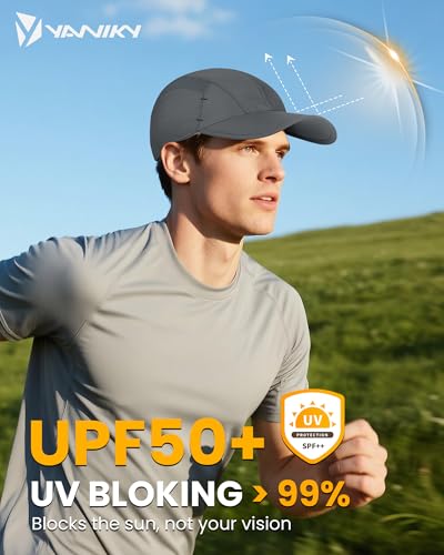 YANIKY Quick-Dry Running Hat for Men & Women Cooling Hat UPF 50+ Thin Baseball Cap Lightweight Breathable Mesh Sport Hats Dark Grey — view 2