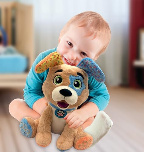 Clementoni | Choco, Le Chiot Rigolo – Jouet Interactif pour Bébés 10 Mois+ | Apprentissage Lettres et Chiffres | Chansons, Mélodies et Sons Parlants | Peluche Éducative | Idée Cadeau