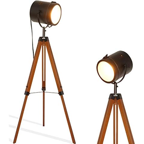 Lámpara de Pie Madera Trípode Ajustable Cover