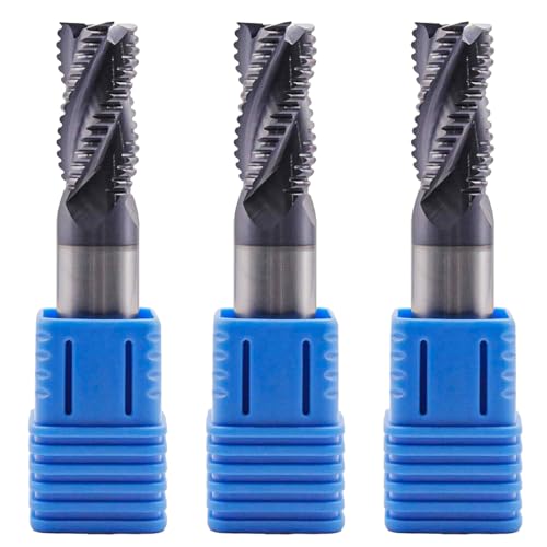 Image of 3Pcs 5 /8 inch 4 Flute Solid Carbide Roughing End Mill, ALCrSiN Nano Coated | 35 Degree Helix, 5 /8 inch Cutting Diameter, 5 /8 inch Shank Diameter, 1-1 /4 inch Length of Cut, 3-1 /4 inch Overall Length