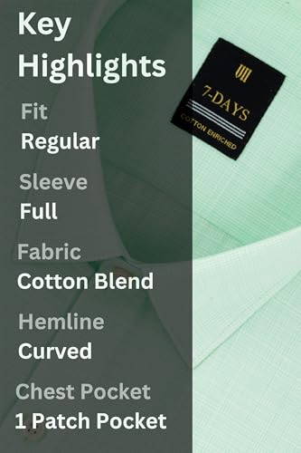Image of 7-DAYS Premium Men's Formal Shirts - Cotton Rich, Textured Self-Design, Full Sleeve, Regular Fit, Wrinkle Resistant, with Pocket - Perfect for Office
