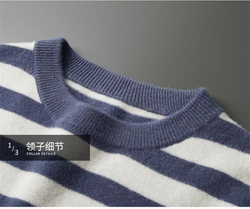 Men's Pullover Sweater O-Neck Long Sleeve Striped Contrast Loose Casual Pullovers Tops4
