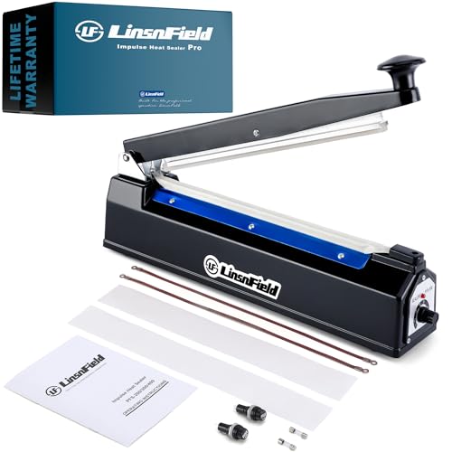 LinsnField Sealer Pro, Patented 16inch Impulse Heat Bag Sealer, 5mm Sealing Width Poly Bag Seal Machine, 2 Replacement Kits 1 Extra Fuse Included, Black by LinsnField - Used condition - US$97.46