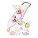 LullaBaby - 36 cm Realistico Baby Doll Pannolino e accessori per la cura Bundle Occhi marroni e corpo morbido Giocattoli di finzione Baby Doll &amp; Jogging Stroller Set Bambini dai 2 anni +