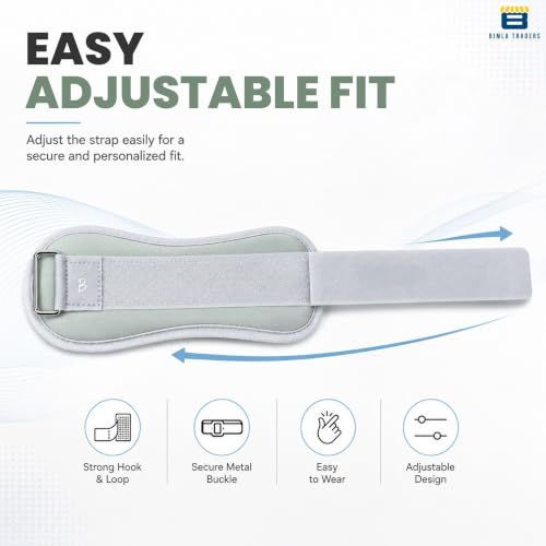 Image of Btag Soft Neoprene Ankle & Wrist Weights (0.25 kg x 2 Pcs) | Adjustable Strap | Unisex Leg & Arm Weight Cuffs for Gym, Workout & Training (Grey)